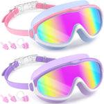 COOLOO 2 Pack Kids Goggles 4-16, Wide View No Leaking Kids Swim Goggles | Anti-fog & Anti-UV Swimming Goggles for Girls Boys