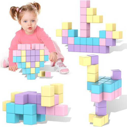 SYSKENI Magnetic Building Blocks Toys for Toddlers - Macaron Colors, STEM Learning