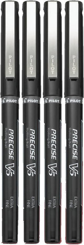 Pilot Precise V5 Stick Liquid Ink Rolling Ball Stick Pens, Extra Fine Point (0.5mm) Black Ink Pens, 4-Pack