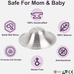 Boboduck The Original Silver Nursing Cups - Nipple Shields for Nursing Newborn, Newborn Breastfeeding Must Haves for Soothe and Protect Your Nursing Nipples - 925 Silver (Regular Size)