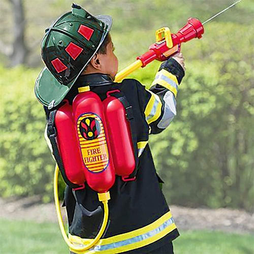 4E's Novelty Firefighter Backpack Water Gun Blaster for Kids- Tank with Hose Shooter, Super Water Squirt Suitable for Outdoor Play Boys & Girls, Fireman Pretend Play