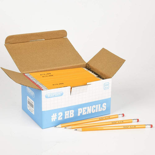 Rarlan Wood-Cased #2 HB Pencils, Pre-sharpened, 200 Count Bulk Pack | Classroom Pencils with Erasers for School and Teacher Supplies, Writing, Drawing and Sketching, Back to School