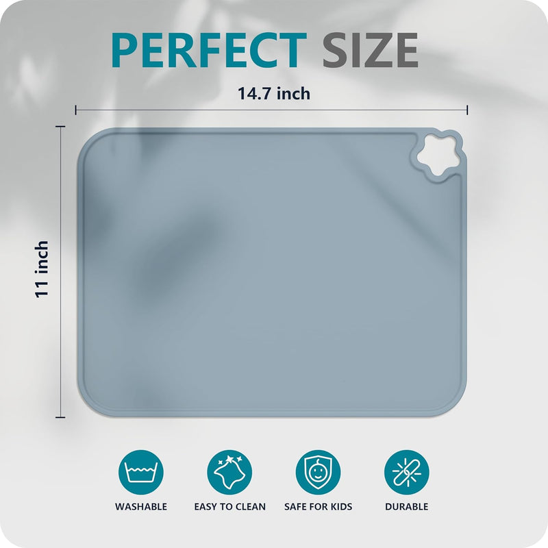 Silicone Placemat for Toddles Kids Non-Slip Reusable Portable Kids Placemats for Dinning Table Heat Resistant Placemats, Baby Placemat Stain Resistant Silicone Mat for Dining Table 3 Pack