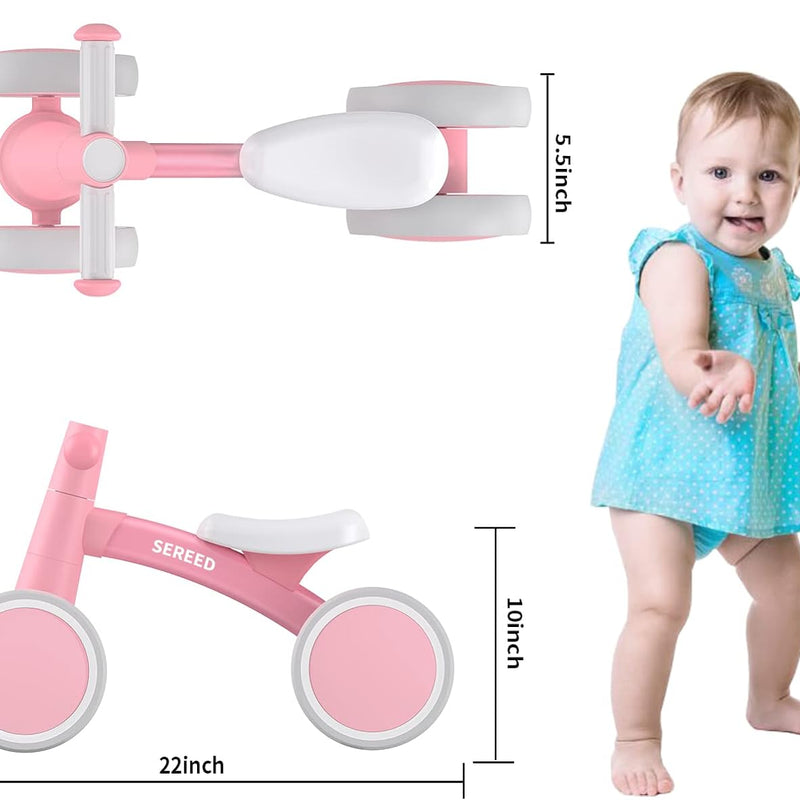 SEREED Baby Balance Bike for 1 Year Old Boy Girl, First Birthday Gift Toy | 12-24 Months Toddler Bike, First Learning Ride on Toys, 4 Silent Wheels Indoor Outdoor Baby Walker