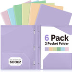 Sooez Folders with Pockets and Prong, 6 Pack, Pastels Colors, File Folders with Prongs, 2 Pocket Folders Bulk, Plastic Folder, School Folder College Supplies, Aesthetic Nursing Cute School Supplies