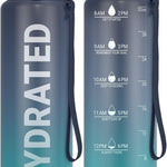 Sahara Sailor Water Bottle 32oz, Tritan Sports Bottle with Time Marker | Bpa Free, Leakproof Wide Mouth With Fast Flow Lid And Cleaning Brush, For Gym School Office Travel, 1 Count