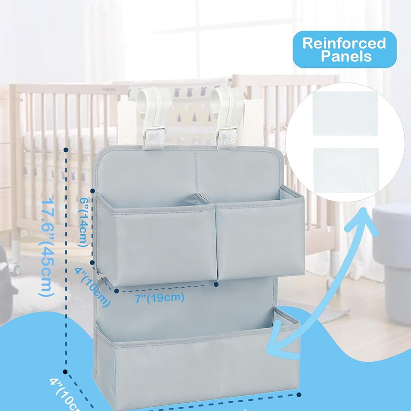 Hanging Diaper Organizer for Bassinet/Crib/Playpen/Playard – Hold 80+ Diapers - Changing Table Diaper Holder Attachment Accessories- Diaper Stacker Nursery Caddy Organizer (Gray)