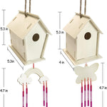 4 Pack DIY Bird House Wind Chime Kit for Crafts for Kids Ages 4-8 | Build and Paint Birdhouses Wooden Arts Kits Easter Basket Stuffers Gifts for Girls Kids Boys Toddlers Ages 3-5 4-6 6-8 8-12
