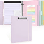 SKYDUE 3 Ring Binder with Clipboard, 13.2" × 10.2" Faux Leather 1 Inch Binder Organizer with 5 Pocket Dividers, Notepad, Labels & 2 Storage Pockets for Teachers, Students, Nurses & Office Work