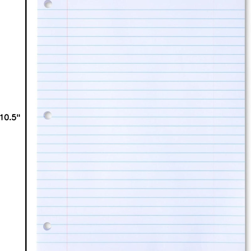 Amazon Basics Wide Ruled Loose Leaf Paper, 10.5" x 8", 150 Sheets, No Binding, White, 1-Pack