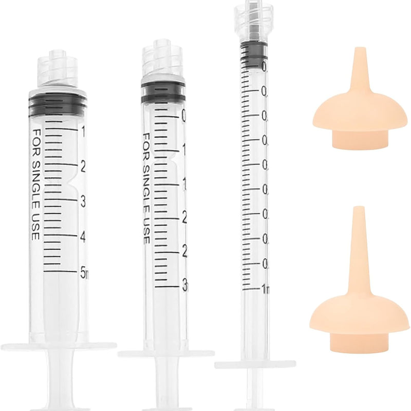 Pet Feeding Syringe with Nipple, Silicone Feeding Tools for Kitten Puppy Feeding Syringe for Newborn Cat Dog Small Animals Rabbits (5ml+10ml +10 nipples)