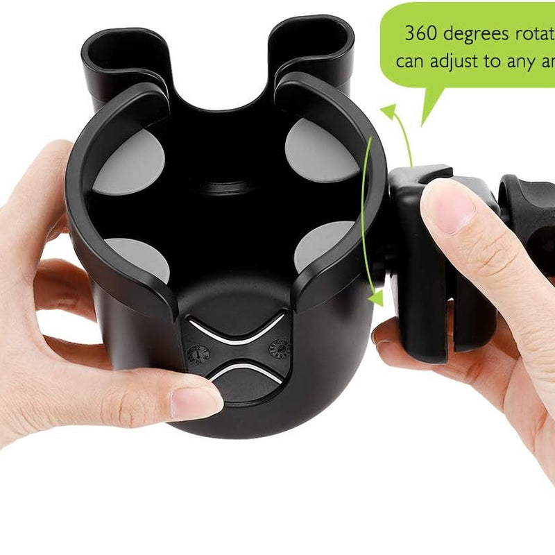 Accmor Stroller Cup Holder with Phone Holder, Bike Cup Holder, Universal Cup Holder for Uppababy Nuna Doona Strollers, 2-in-1 Cup Holder for Walker, Wheelchair, Scooter