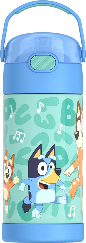 THERMOS FUNTAINER Water Bottle with Straw, 12oz, Bluey | Kids Stainless Steel Insulated Water Bottle, Keeps Drinks Cold Longer for School & Play, BPA-Free