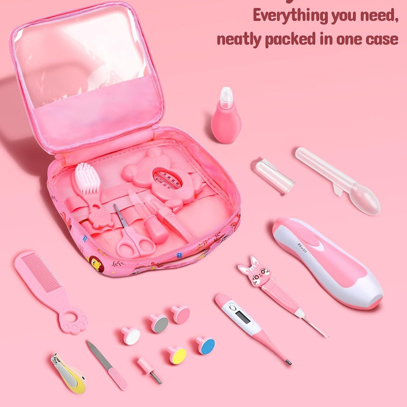 Baby Healthcare and Grooming Kit, Electric Safety Nail Trimmer Baby Nursery Kit, Newborn Care Kits with Hair Brush Comb for Newborn Infant Toddlers Baby Boys Girls Kids, Baby Shower Gifts