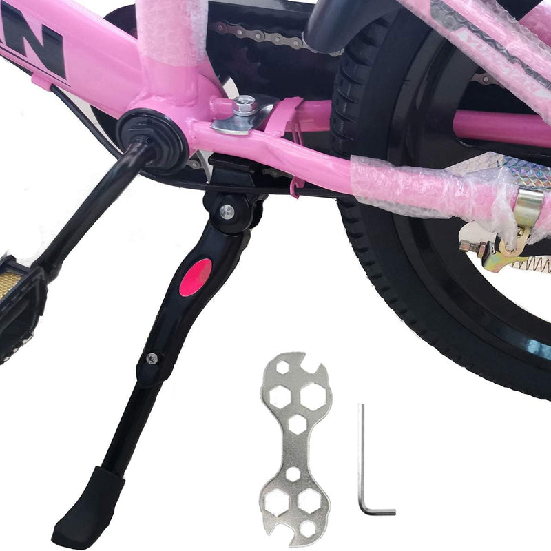 veckuson kickstand for kids bikes, 16-22 inch adjustable aluminum alloy center mount