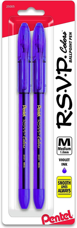 Pentel RSVP Ballpoint Pen, (1.0mm), Medium Line, Assorted Ink, Pack of 8 (BK91CRBP8M)