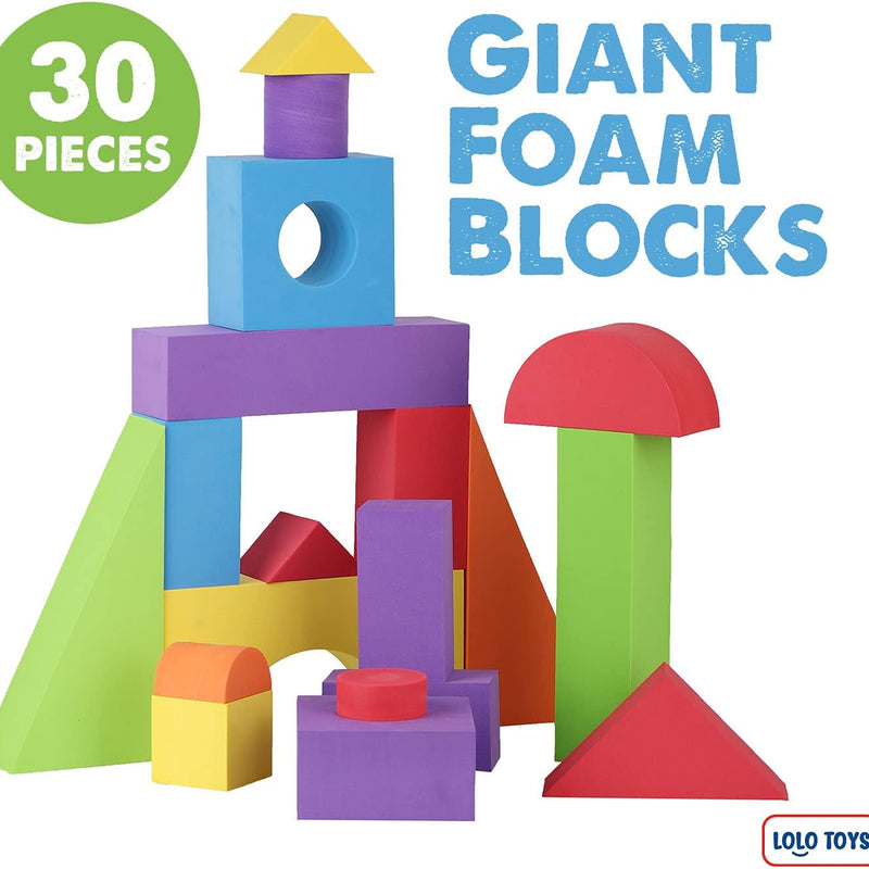 LOLO TOYS Large Building Foam Blocks - Giant Jumbo Big Blocks for Toddlers (30 Pieces)