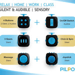PILPOC theFube Fidget Cube, 6-Sided Stress Relief Infinity Cube for Adults & Kids, Boosts Concentration, Mindfulness Aid, Silent & Audible Modes, Stocking Suffers for Boys, Kids and Adults (Midnight)