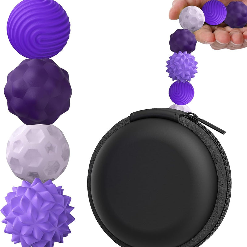 BUSOHA Silicone Fidget Balls - 4 Pack Fidget Toys Adults Sensory Toys Stress Balls for Adults Teens Gifts for Calming,Autism and ADHD Office