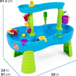 Step2 Rain Showers Splash Pond Toddler Water Table, Outdoor Kids Water Sensory Table, Ages 18+ Months, 13 Piece Water Toy Accessories, Blue & Green