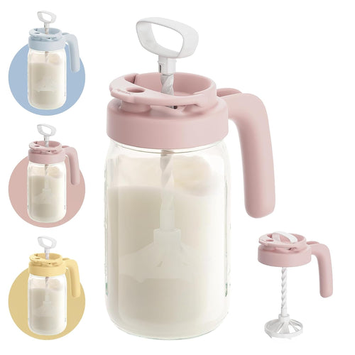 Papablic Breast Milk Pitcher, Formula & Baby Feeding Container, Pink | Glass | BPA-Free | Leakproof | Safe & Durable | Wide Mouth | Easy to Clean & Dishwasher Safe | No Bubbles & No Clumps