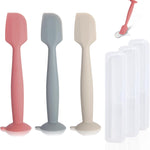 Baby Diaper Cream Spatula 3 Pack Diaper Spatulas Soft Silicone Diaper Cream Applicator Baby Butt Paste Spatula Brush with Suction Base,Full Size(Gray+Off-white+Green