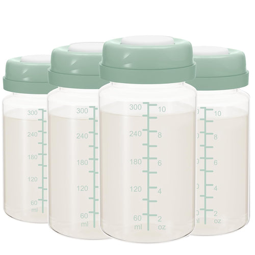 10oz Breastmilk Storage Bottle, Compatible with Momcozy Milk Cooler 22oz & Spectra Pumps, BPA-Free Wide-Neck Collection Bottles for Pumping & Fridge, Breastfeeding Essentials, 4PCS