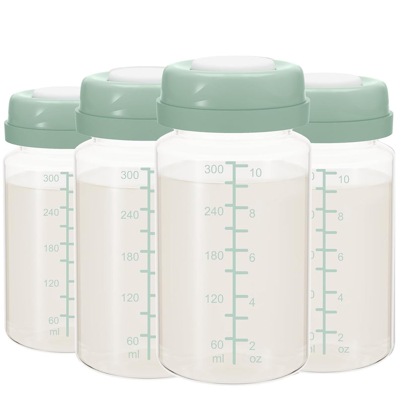 10oz Breastmilk Storage Bottle, Compatible with Momcozy Milk Cooler 22oz & Spectra Pumps, BPA-Free Wide-Neck Collection Bottles for Pumping & Fridge, Breastfeeding Essentials, 4PCS