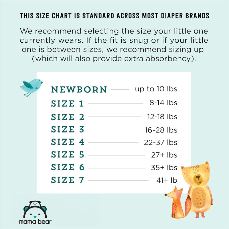 Amazon Brand - Mama Bear Gentle Touch Baby Diapers, Size 2, 184 Count (4 packs of 46), Leak Protection, Wetness Indicator, Formulated Without Fragrance