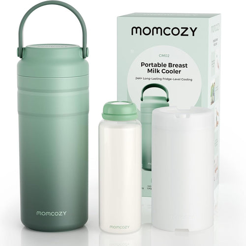 Momcozy Portable Breast Milk Cooler for Travel, 24H Ice-Free Cooling | 360° Surrounded Cooling Breastmilk Storage with 12oz Bottle, Leak Proof, Hassle-Free, Baby Breastfeeding Essentials for Mom