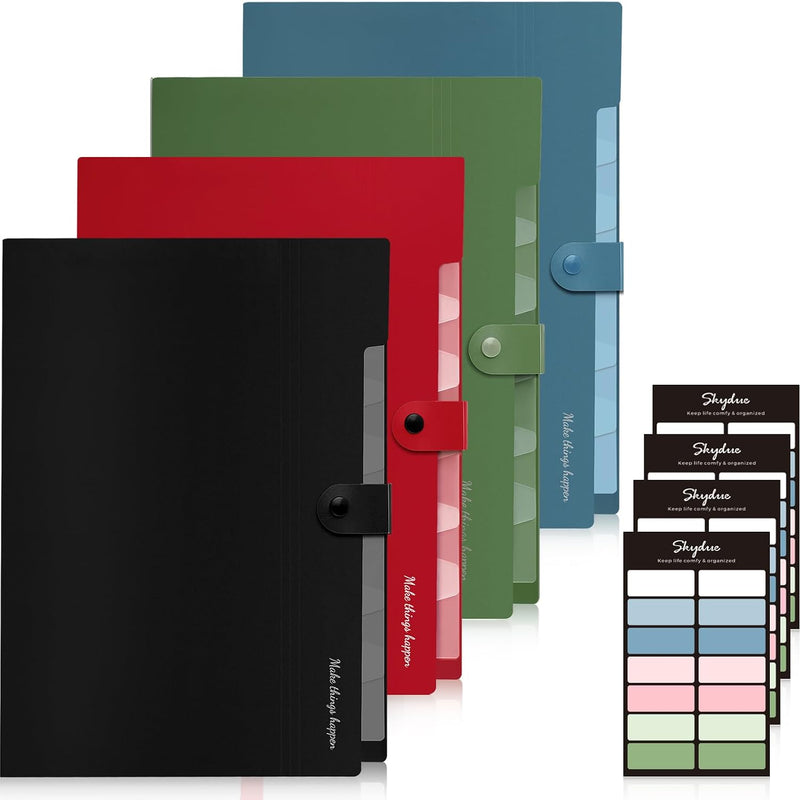SKYDUE Expanding File Folders with 8 Pockets, Accordion File Organizer with Labels, Portable Paper Bill Receipt Organizer, Letter Size, Home School Office Supplies, Olive Green