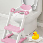 Forbena Potty Training Toilet Seat with Step Stool Ladder, Toddler Kids Potty Seat for Boys Girls, Non Slip Foldable Toilet Training Seat with Soft Cushion, Comfortable Handles (White-Grey)