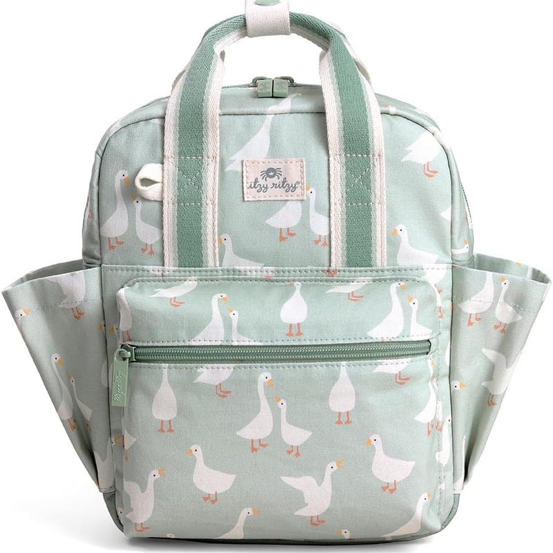 Itzy Ritzy Toddler Backpack, Daycare Bag w/Spacious Interior, Checkerboard | Adjustable Straps, Wipeable Lining, 2 Side Pockets, Front Zipper, & Name Label - Keeps Essentials Organized for Daily Travel