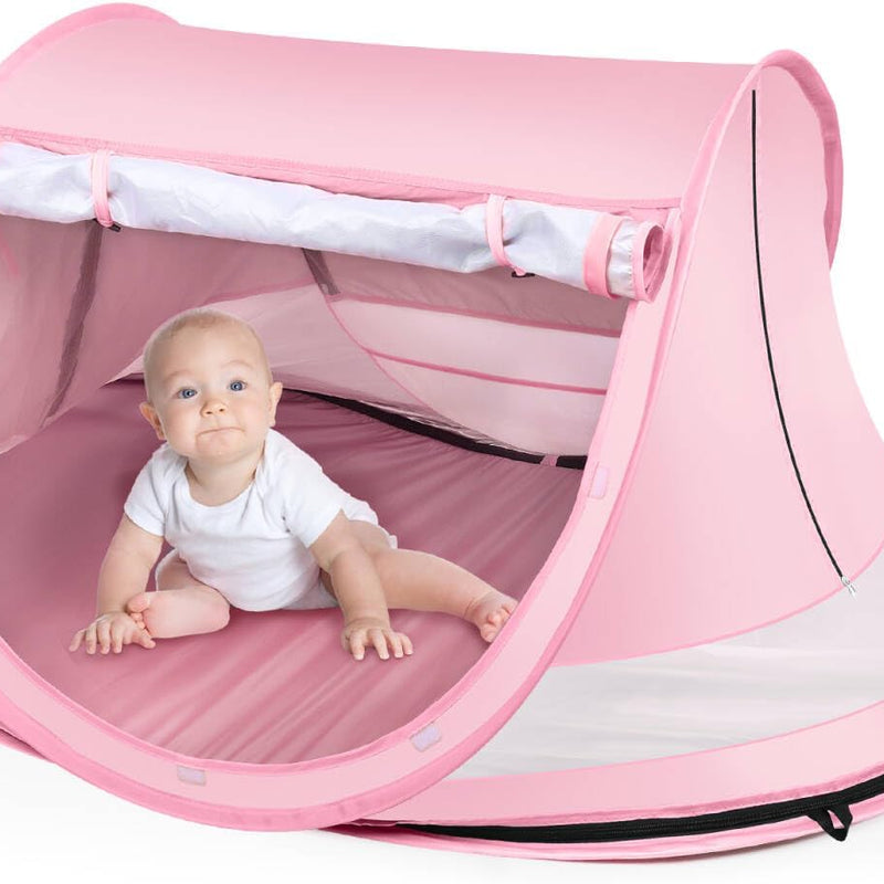 Kapeazo Baby Beach Tent, Pop Up UV Sun Shade for Infant Toddlers (Green) | Portable Baby Beach Essentials, Sun Shelter for Travel, UPF 50+, Breathable Mesh, Infant Sleeping Tent for Parks and Camping