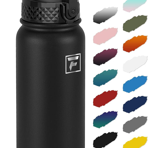 Fanhaw 20 Oz Kids Insulated Stainless Steel Water Bottle with Straw Lid, Leakproof & Anti-Dust Everyday Use Bottle for School, Women & Men, Back to School Essentials (Black)