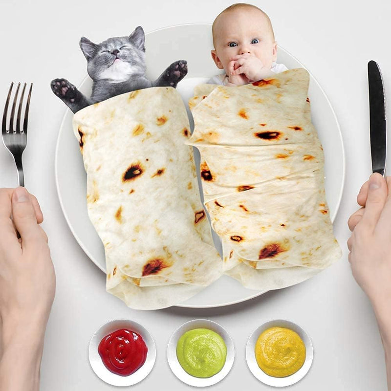 Lhedon Taco Blanket Baby Tortilla Blanket Burrito Swaddle 0-9 Months | Baby essentials blanket with 285 GSM soft flannel, ideal for nursery, stroller and travel, featuring a cute photo prop design