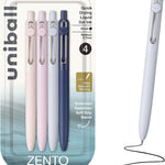 uniball™ Zento Gel Pens, Black Ink, 0.7mm Medium Point, Retractable, 4 Count, Smooth Writing, Quick-Drying, No Smear, No Bleed, Muted Barrel Colors