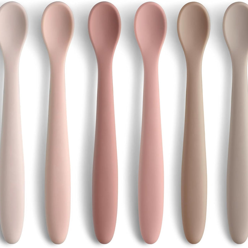 6-Piece Silicone Baby Feeding Spoons, First Stage Infant Spoons, Soft-Tip Easy on Gums I Baby Training Spoon | Infant Utensils Feeding Supplies, Dishwasher & Boil-proof