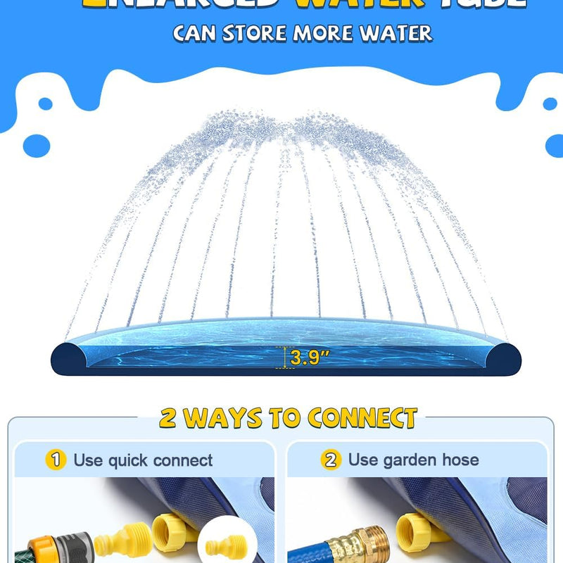 VISTOP Non-Slip Splash Pad for Kids and Dog, Thicken Sprinkler Pool Summer Outdoor Water Toys - Fun Backyard Fountain Play Mat for Baby Girls Boys Children or Pet Dog (59 inch, Blue&Blue)