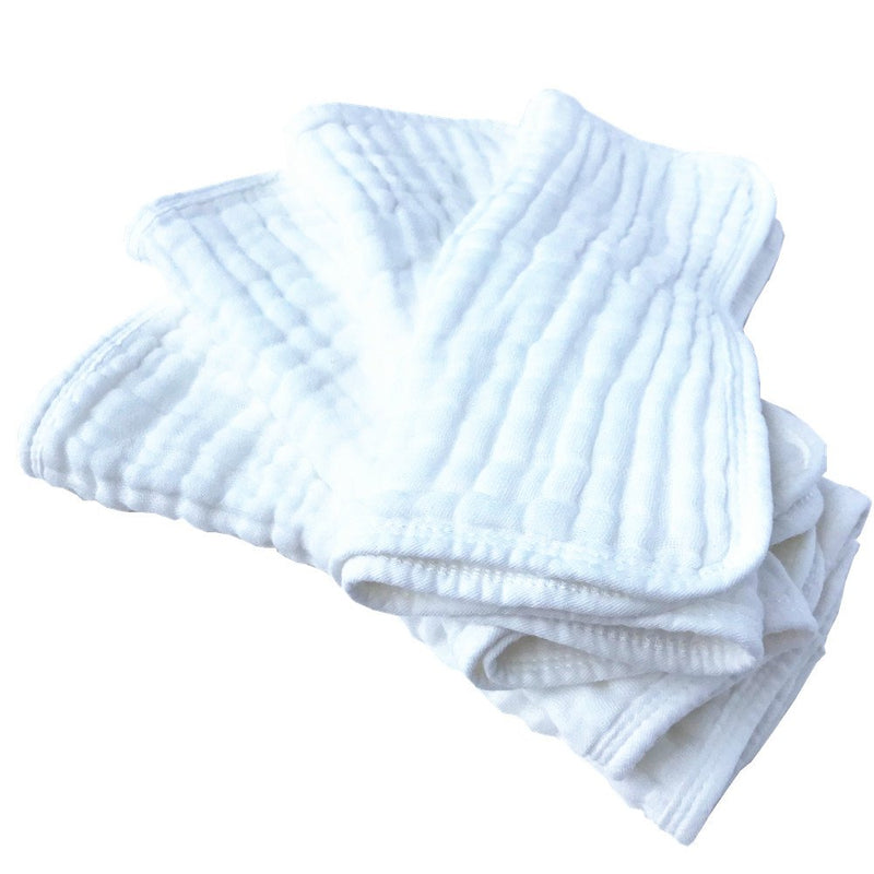 Burp Cloths Large, Muslin Burp Cloths for Baby, Extra Absorbent and Soft, 6 Layers 20 by 10 Inches 100% Cotton (White Large 4 Pack)