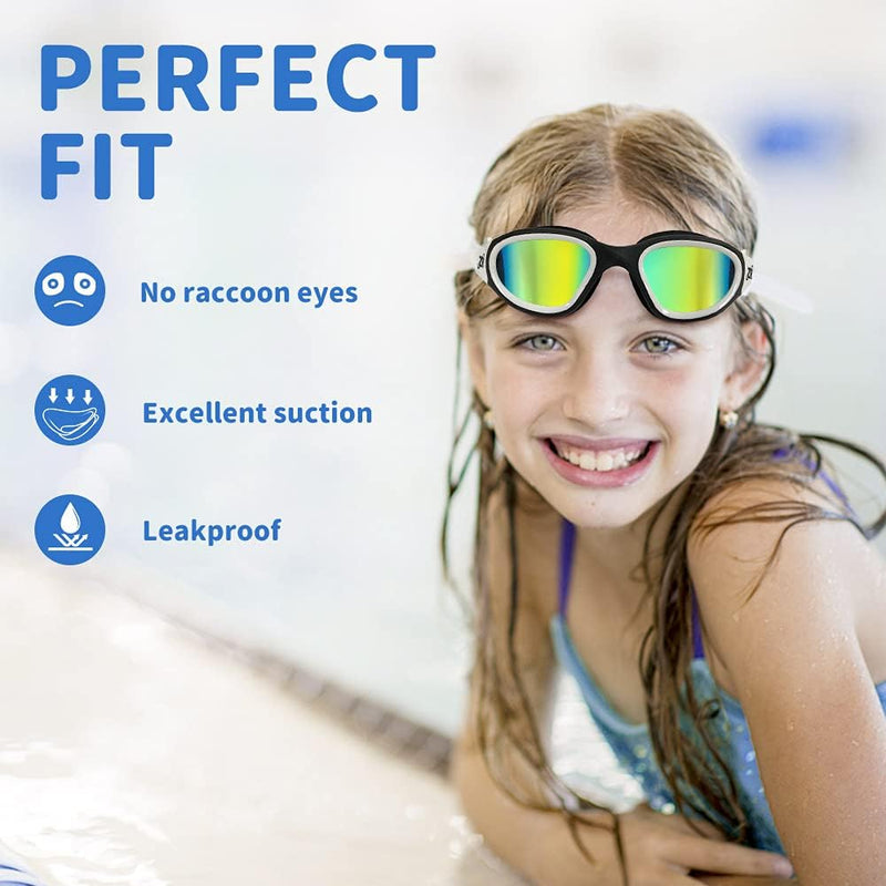 ZIONOR G1 MINI Polarized Kids Swim Goggles for Boys Girls Ages 6-14 | Glare-Reducing Polarized Lenses with Anti-Fog UV Protection, Leakproof Comfort Fit, Wide View and Easy-Adjust Strap