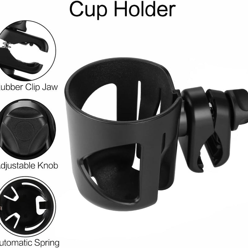 Accmor Stroller Cup Holder, Walker Wheelchair Bike Drinks Holder | Universal 360° Rotatable Cup Holder Stroller Attachment Accessories