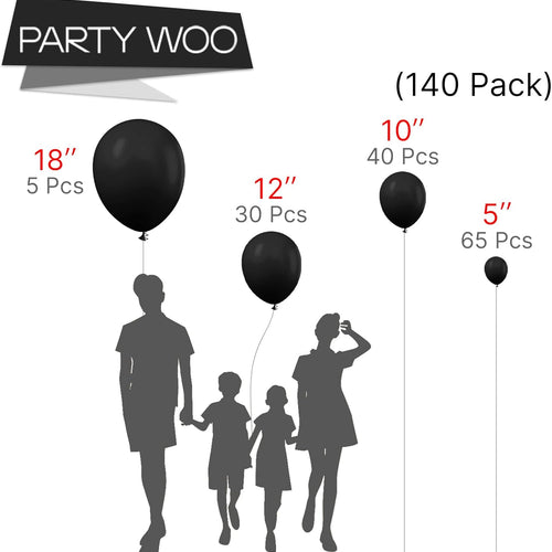Black Balloon Arch Kit 140 pcs Different Sizes 18 12 10 5 Inch Party Decorations