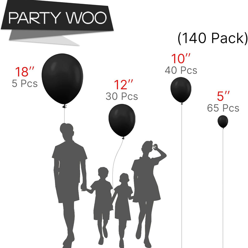 Black Balloon Arch Kit 140 pcs Different Sizes 18 12 10 5 Inch Party Decorations