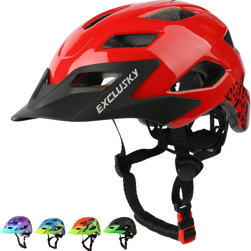 Exclusky Kids Bike Helmet Adjustable Safety Lightweight Children Bicycle Helmet for Ages 5-8-14