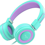 ELECDER i37 Kids Headphones for School Children Girls Boys Teens, Green | Foldable Adjustable Lightweight, 3.5mm Audio Jack On Ear Headphones for Smartphones Chromebook Computer PC Tablets Travel