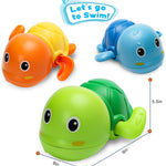 3 pack cute swimming turtle bath toys for toddler 1-3 with wind up mechanism and bright colors