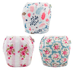Babygoal Reusable Baby Girl Swim Diapers 3 Pack - Adjustable Washable for 0-8 Months Infants - Ideal for Swimming Lessons - Flower Design