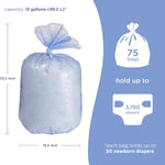Ubbi Diaper Pail Plastic Bags, 13-Gallon Capacity, 3 Pack, 75 Count | Disposable Baby Waste Bags, Made from 50% Recycled Material, Each Bag Holds Up To 50 Newborn Diapers