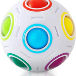Vdealen Magic Rainbow Puzzle Ball, Fidget Ball Puzzle Brain Teaser Fidget Toy for Boys & Girls- Birthday Party Easter Valentines Christmas Stocking Stuffers for Kids Teen & Adults(Off White)